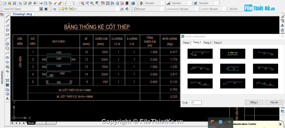 thống kê thép tự động HCAD,phần mềm thống kê thép,Phần mềm HCAD tự động tính toán
